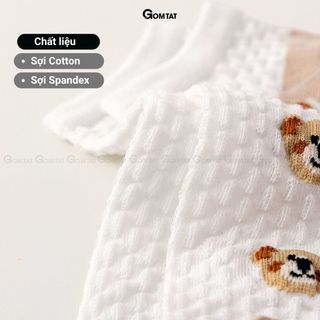 Combo 5 đôi tất nữ cổ ngắn GOMTAT hình gấu, vớ nữ chất cotton mềm mại, co giãn bền form - CB101