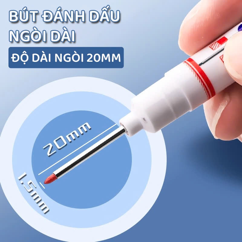Bút Đánh Dấu Ngòi Dài 2cm Kháng Nước Dùng Cho Làm Mộc, Kim Khí, Xây Dựng Đa Công Dụng Tiện Lợi