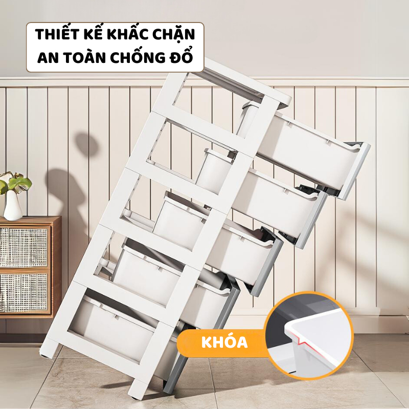 Tủ Khe Hẹp ENODA HOME, Tủ Nhựa Nhiều Tầng Có Ngăn Kéo Và Bánh Xe Di Chuyển Dễ Dàng TUN016