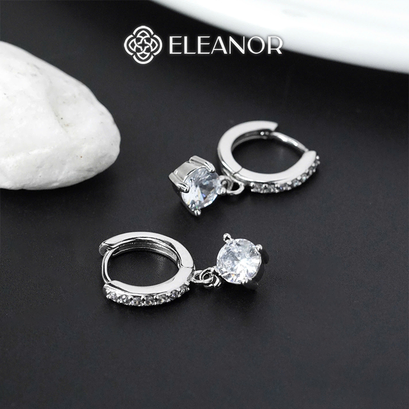 Bông tai nữ chuôi bạc 925 Eleanor Accessories đính đá khuyên tai dáng thả phụ kiện trang sức 8364
