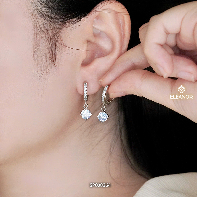 Bông tai nữ chuôi bạc 925 Eleanor Accessories đính đá khuyên tai dáng thả phụ kiện trang sức 8364