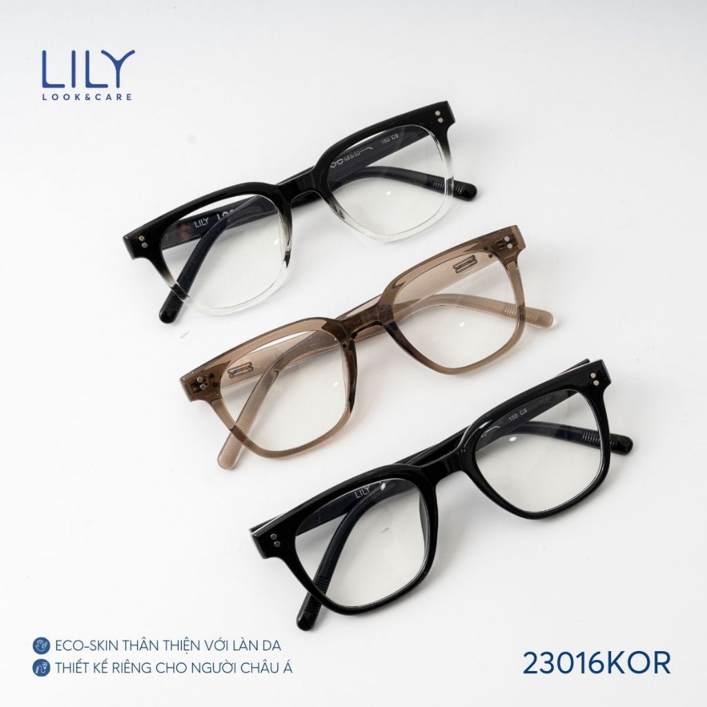 Ảnh Gọng kính mắt vuông nam nữ LILYEYEWEAR chất liệu nhựa cao cấp chắc chắn màu sắc thanh lịch kiểu dáng hiện đại 23016KOR 1