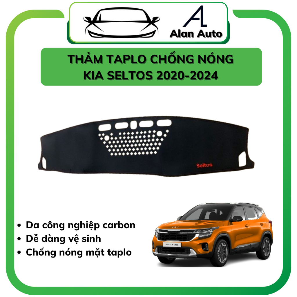 Thảm taplo da ô tô Kia seltos 2019-2024, thảm chống nắng da carbon. Hàng đẹp xuất sắc