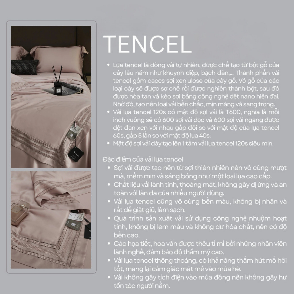 Set Bộ Chăn Ga Gối Lụa Tencel Cao Cấp TOPAZ Gồm 4 Món Vải Mát Lạnh Thoáng Khí Giúp Ngủ Ngon và Sâu Giấc