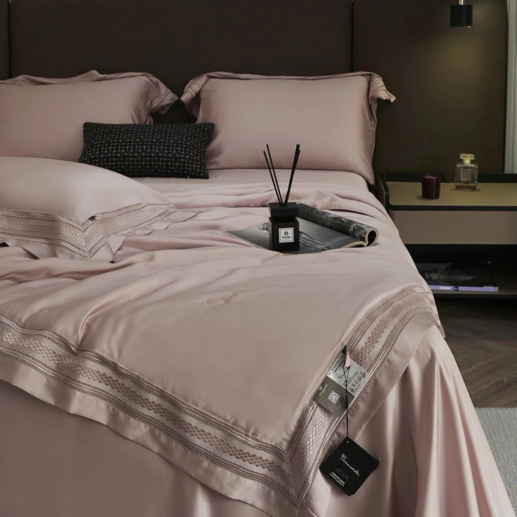 Set Bộ Chăn Ga Gối Lụa Tencel Cao Cấp TOPAZ Gồm 4 Món Vải Mát Lạnh Thoáng Khí Giúp Ngủ Ngon và Sâu Giấc