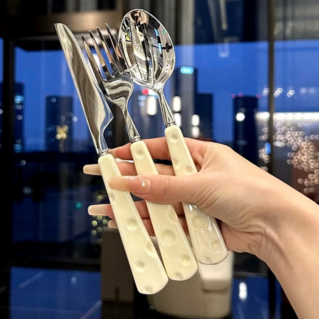 BỘ DỤNG CỤ ĂN 3 MÓN HỘP GIẤY,  thìa đũa muỗng dĩa inox 304 cán  dễ thương ăn cơm văn phòng dã ngoại-MA:DUNGCUAN