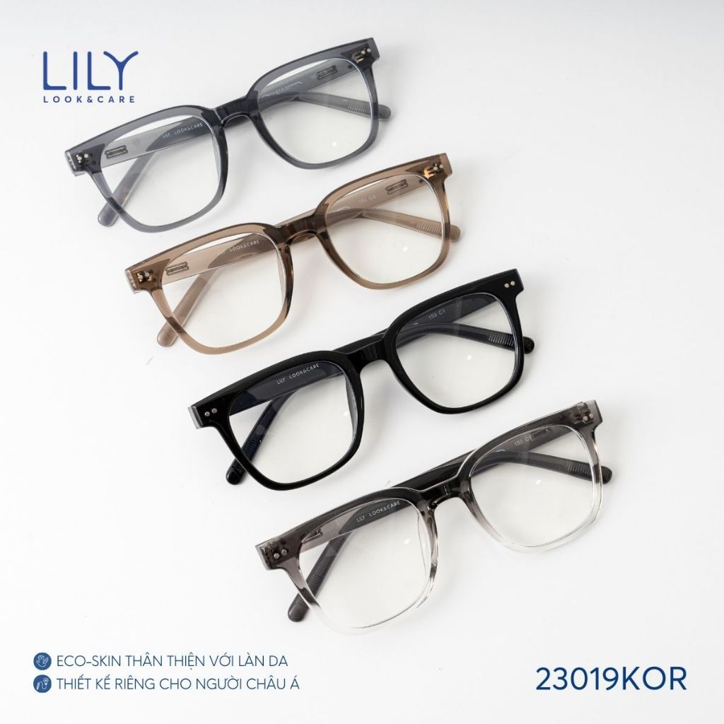 Ảnh Gọng kính mắt vuông nam nữ LILYEYEWEAR chất liệu nhựa  cao cấp chắc chắn kiểu dáng hiện đại màu sắc thanh lịch 23019KOR 1