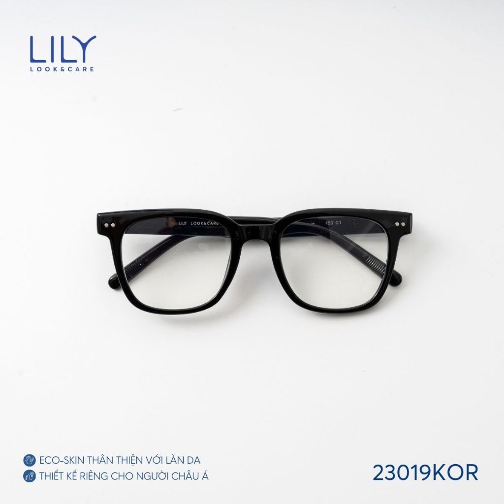 Ảnh Gọng kính mắt vuông nam nữ LILYEYEWEAR chất liệu nhựa  cao cấp chắc chắn kiểu dáng hiện đại màu sắc thanh lịch 23019KOR 3