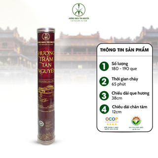 [OCOP 4 SAO - CAO CẤP] Ống 180 que hương trầm cao cấp Tân Nguyên, dài 38cm, trầm hương tự nhiên, không hóa chất
