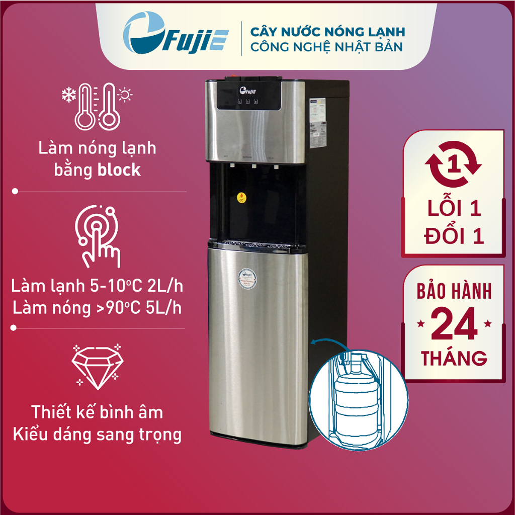 Cây Nước Nóng Lạnh Bình Âm FujiE WD7500C, 3 chế độ nóng - lạnh - thường, tự động ngắt an toàn tiết kiệm điện