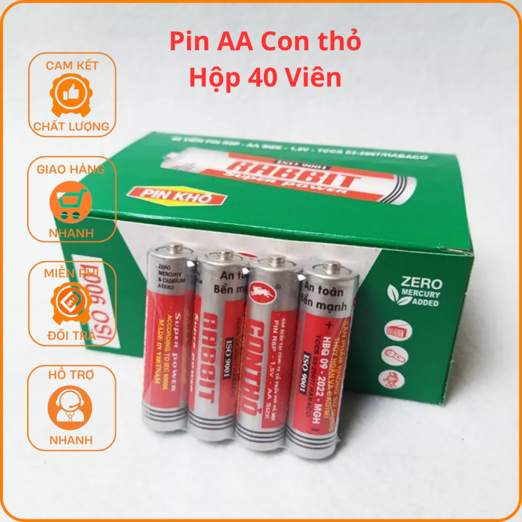 Hộp 40 viên pin CON THỎ AA và AAA 1.5V. | Shopee Việt Nam