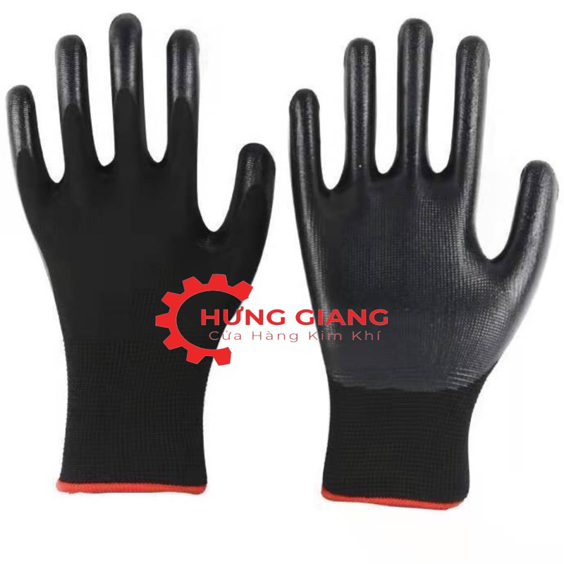 5 Đôi Gang Tay Phủ Cao Su Sơn Xanh, Sơn Đen , CHỐNG TRƠN TRƯỢT SƠN TĨNH ĐIỆN GANG TAY BẢO HỘ LAO ĐỘNG