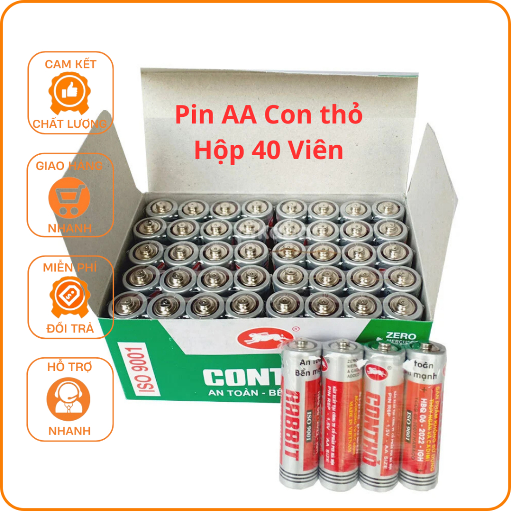 Pin CON THỎ hộp 40 viên - Hàng Việt Nam chất lượng cao. | Shopee Việt Nam