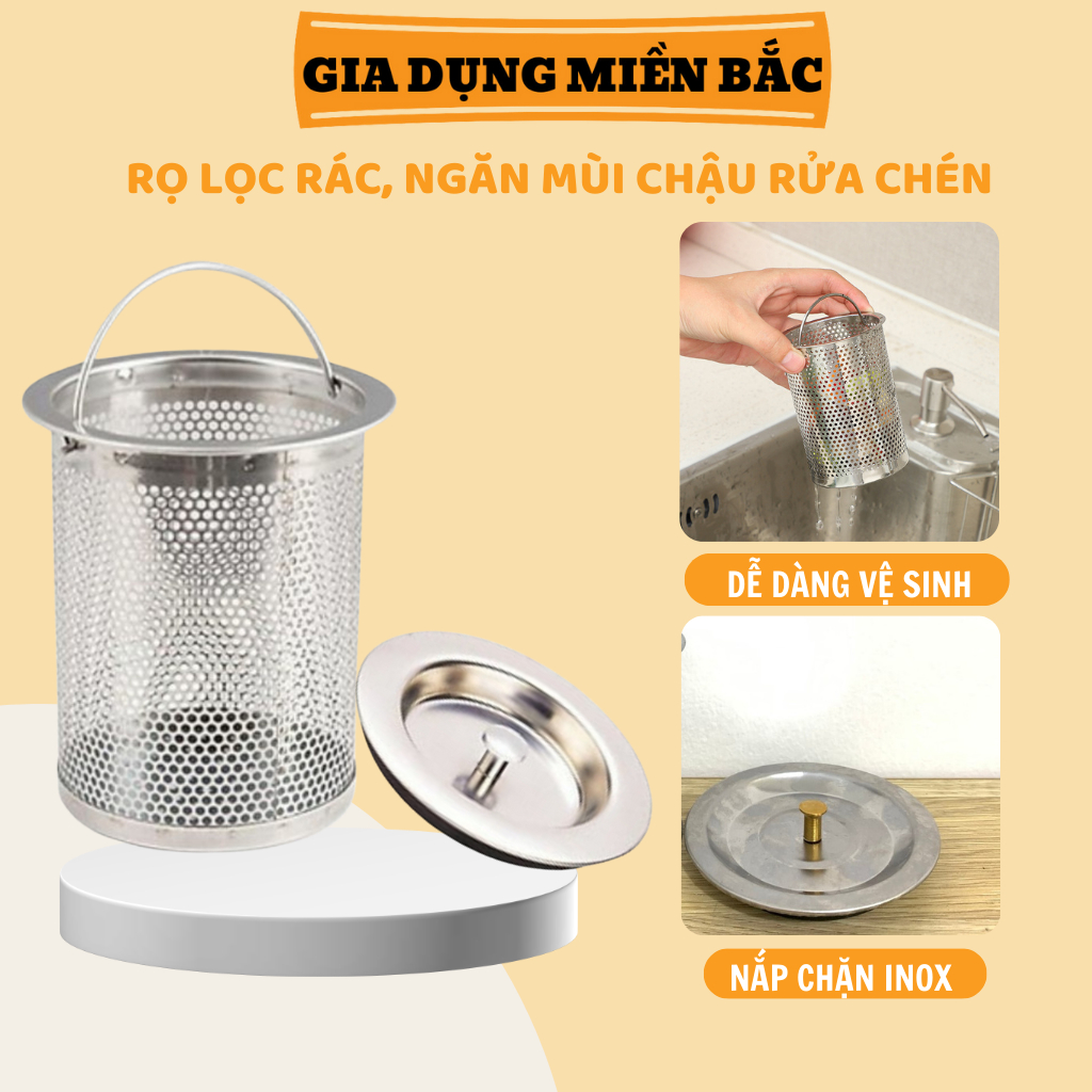 Rọ lọc rác, nắp chặn bồn rửa bát inox 304 hình trụ dễ dàng vệ sinh bồn ...