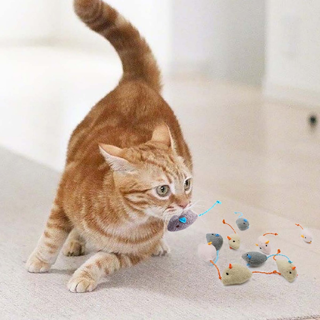Chuột Bông Đồ Chơi Cho Mèo Vườn Chó Cún Thú Cưng Cắn Ngứa Răng Cào Rượt Đuổi Tương Tác Di Chuyển Tự Động Chơi 1 Mình