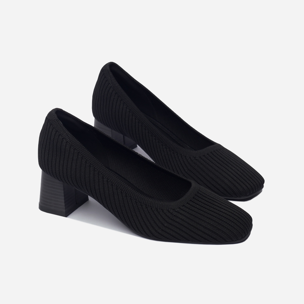 CORII - Giày Bít Cao Gót Mũi Vuông The Elegance Wavy Thời Trang và Thoải Mái Nhất - CR4EGW1 Đen