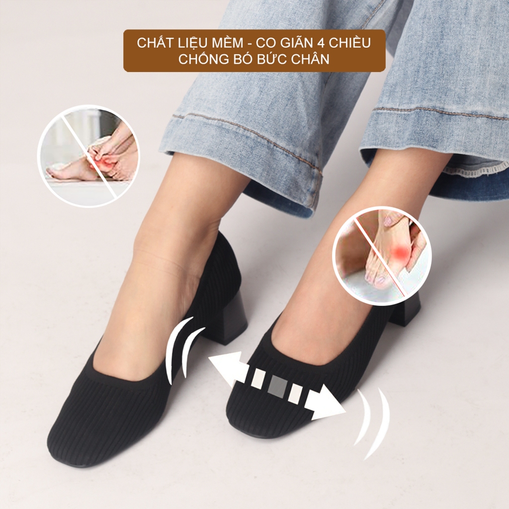 CORII - Giày Bít Cao Gót Mũi Vuông The Elegance Wavy Thời Trang và Thoải Mái Nhất - CR4EGW1 Đen