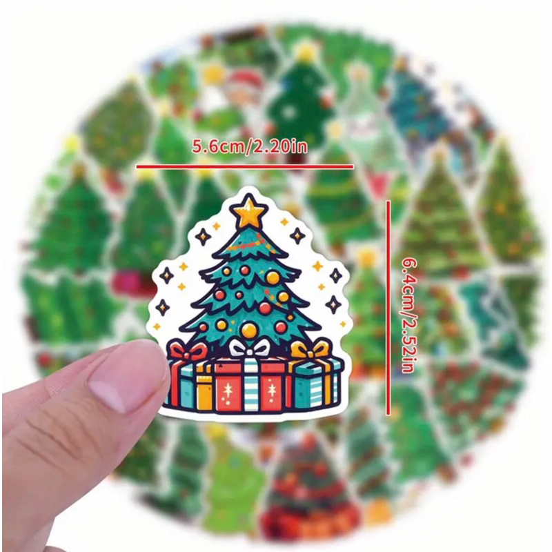 100 Sticker cây thông noel dễ thương, dán được cho mọi đồ dùng trang tri  Giáng sinh 2025 MẪU MỚI NHẤT