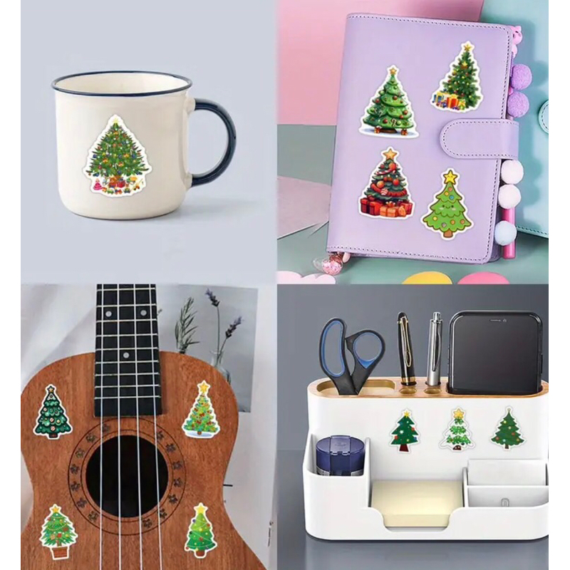 100 Sticker cây thông noel dễ thương, dán được cho mọi đồ dùng trang tri  Giáng sinh 2025 MẪU MỚI NHẤT