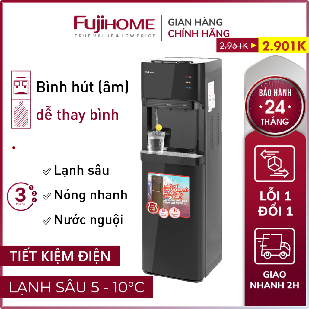 Cây nước nóng lạnh bình âm Fujihome WD606C nhập khẩu chính hãng làm nóng và mát nhanh,khóa vòi nóng an toàn, bh 12 tháng