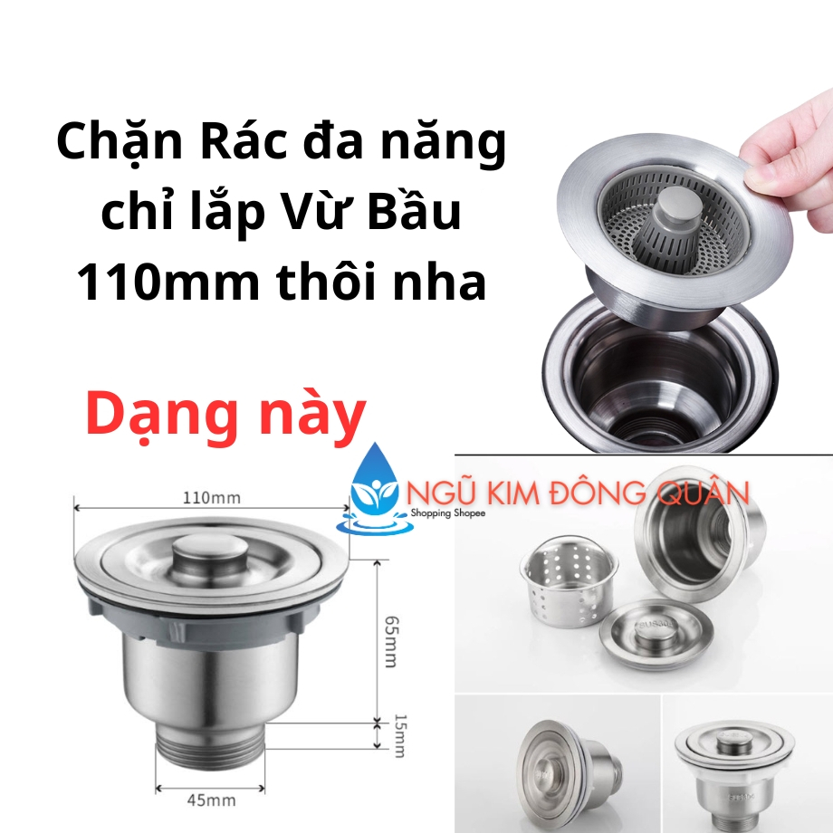 Bộ lọc rác bồn rửa chén Inox 304 3 trong 1, bầu lọc Rác đa năng, chỉ ...