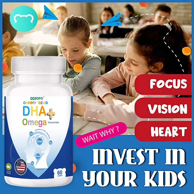 DHA cho trẻ em với vitamin B giúp phát triển não bộ Baby Healthcare 60 viên kẹo dẻo | QQZOFG