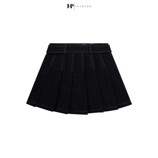 Chân Váy Jean JP FASHION Có Lót Quần Bên Trong, Chân Váy Xếp Ly Lưng Cao Dây Kéo Bên Hông Phong Cách Denim 17011139