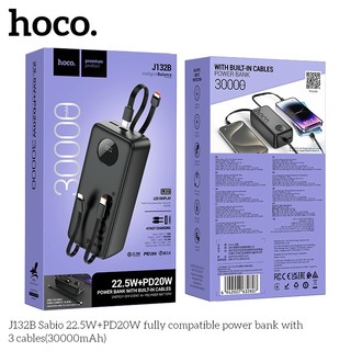 Sạc Dự Phòng Hoco J132B 30000mAh TypeC PD 20W, Cáp TypeC 22.5W, kèm cáp C to C (Đen) - Phụ Kiện Nhất Tín