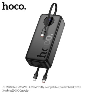 Sạc Dự Phòng Hoco J132B 30000mAh TypeC PD 20W, Cáp TypeC 22.5W, kèm cáp C to C (Đen) - Phụ Kiện Nhất Tín