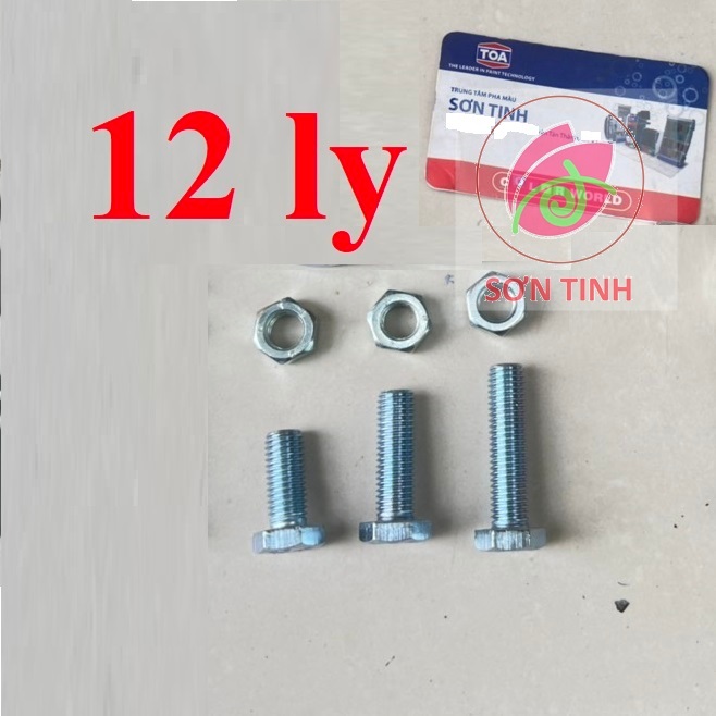 1 con Bu Lông Lục Giác và con tán M12 (12ly) bulong tán bộ Ốc lục giác ...