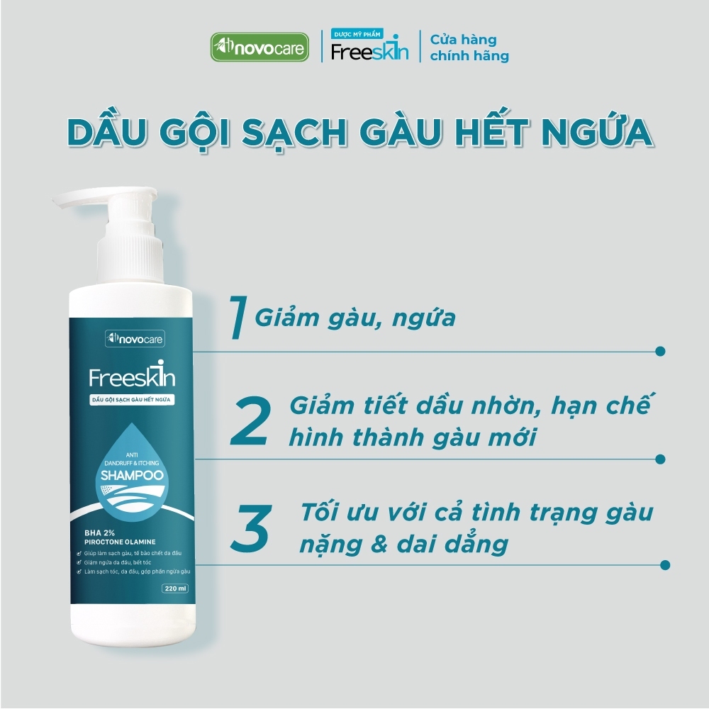 Ảnh Combo Gel tắm ngừa mụn Freeskin 250ml & Dầu gội sạch gàu hết ngứa 220ml 4