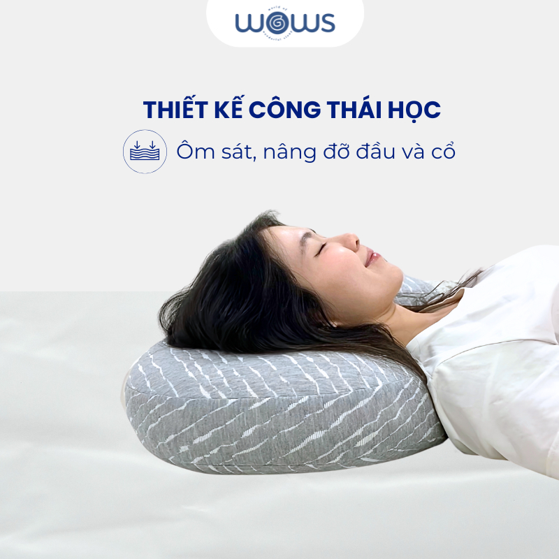 Ảnh WOWS - Gối Fusion Foam Cao Cấp Sleepy Bean - Gối Công Thái Học Nâng Đỡ Cổ Vai Gáy - Vỏ Tháo Được 2