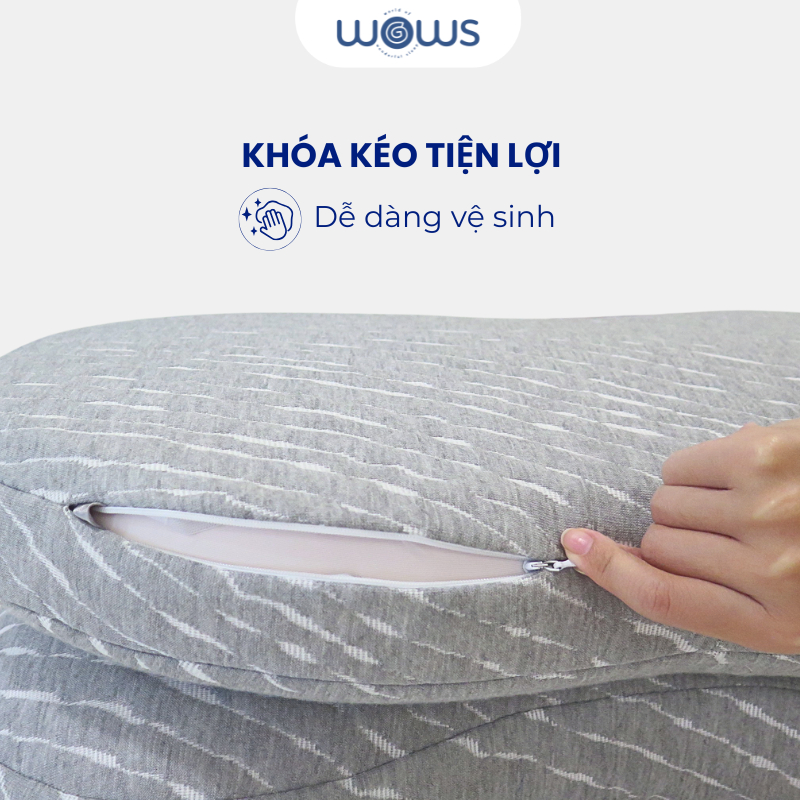Ảnh WOWS - Gối Fusion Foam Cao Cấp Sleepy Bean - Gối Công Thái Học Nâng Đỡ Cổ Vai Gáy - Vỏ Tháo Được 3