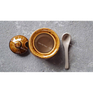 Bộ Hủ Gốm Đựng Gia Vị Kèm Muỗng Và Nắp Vẽ Gà/ Cá Nhiều Màu Xinh Tiện Dụng - Gốm Xưa Lái Thiêu Cho Người Hoài Niệm