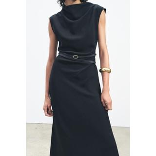 đầm Zara made in Morocco midi trơn có belt kèm