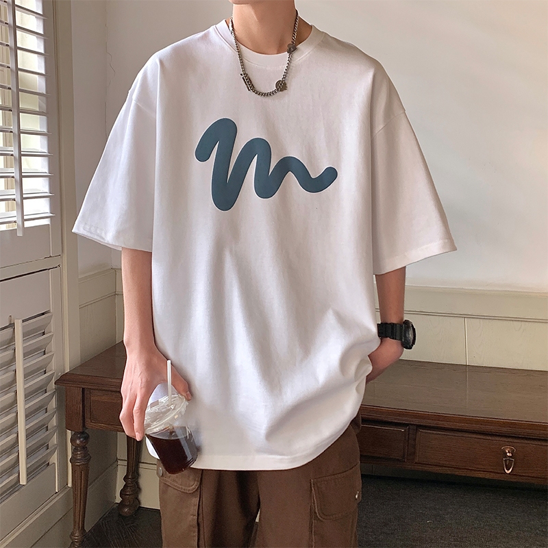 Áo thun nam tay lỡ HappyFamily tay ngắn  chữ M Chất vải cotton 100 cao cấp