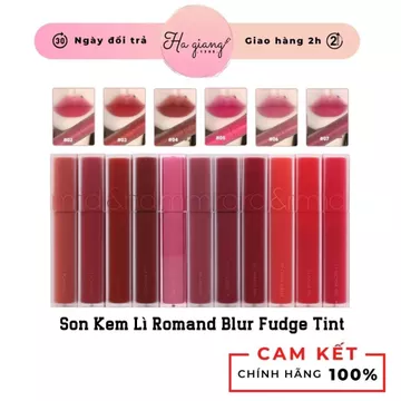 Son Kem Lì Romand Blur Fudge Tint Lên Màu Chuẩn, Mịn Môi 03 Musky Cam đỏ gạch, Màu 04 Radwood Đỏ nâu