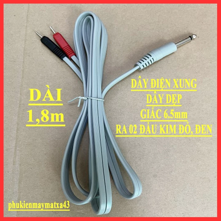 Dây điện xung loại dẹp giắc 6.5mm dùng cho các dòng máy vật lý trị liệu, máy điện xung, máy massage