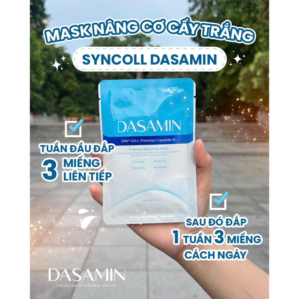 Mặt Nạ Giấy Dưỡng Da Dasamin Premium Bakuchiol Mask Mặt Nạ Phủ Bóng Trắng Da - Bán lẻ 1 Miếng