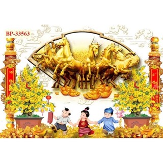 Tranh 3D dán tường hoa mai, hoa đào, tranh 3D dán tường in trên chất liệu vải lụa (shop tặng kèm keo dán)