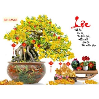 Tranh 3D dán tường hoa mai, hoa đào, tranh 3D dán tường in trên chất liệu vải lụa (shop tặng kèm keo dán)