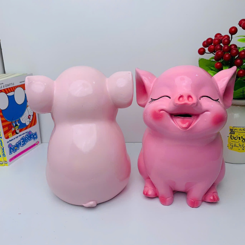 Heo đất tiết kiệm Hot hit 3D size vừa cao 20cm-lợn đất ống tiết kiệm quà tặng trang trí decor LĐ54