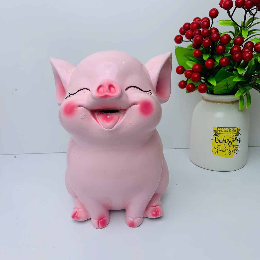 Heo đất tiết kiệm Hot hit 3D size vừa cao 20cm-lợn đất ống tiết kiệm quà tặng trang trí decor LĐ54