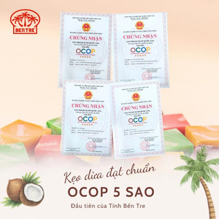 Kẹo Dừa Bến Tre Bà Hai Tỏ vị Lá Dứa Sầu Riêng túi 3 thanh, Kẹo Dẻo Thơm Mềm Đặc Sản Bến Tre