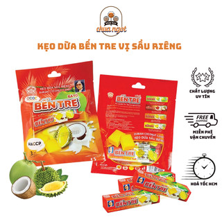 Kẹo Dừa Bến Tre Bà Hai Tỏ vị Sầu Riêng túi 3 thanh, Kẹo Dẻo Thơm Mềm Đặc Sản Bến Tre