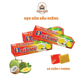Kẹo Dừa Bến Tre Bà Hai Tỏ vị Sầu Riêng túi 3 thanh, Kẹo Dẻo Thơm Mềm Đặc Sản Bến Tre