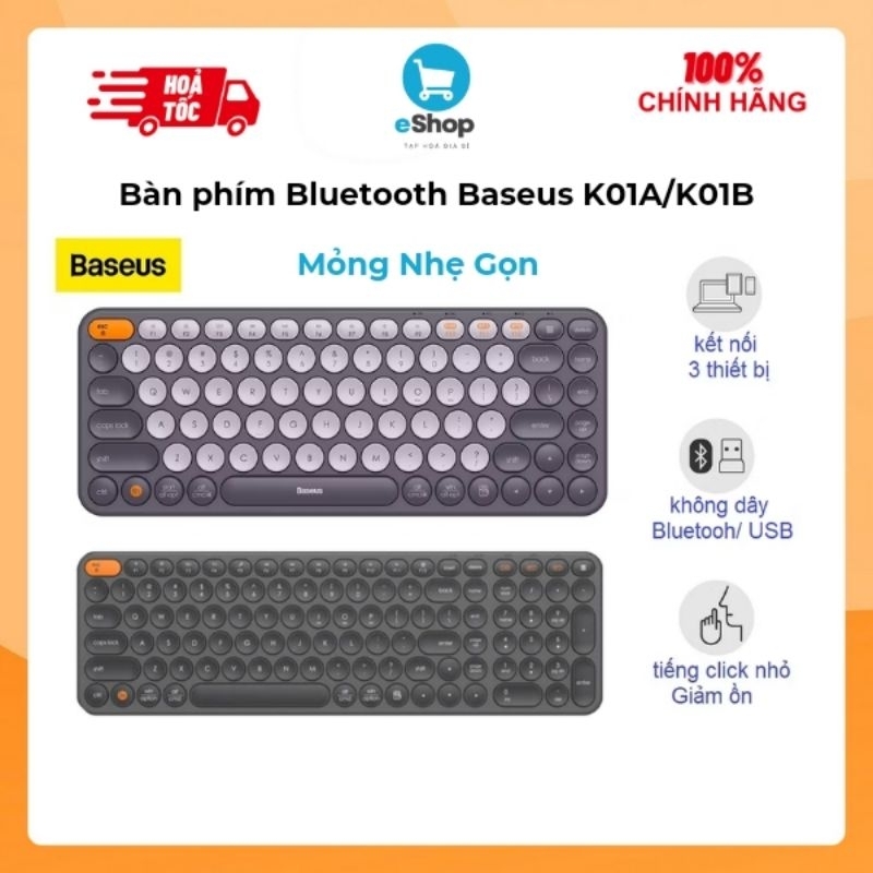 Bàn Phím Bluetooth Baseus K01A/K01B Fullsize Tri-Mode Gõ Êm Không Ồn ...