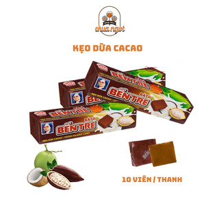 Kẹo Dừa Bến Tre Bà Hai Tỏ vị Cacao túi 3 thanh, Kẹo Dẻo Thơm Mềm Đặc Sản Bến Tre