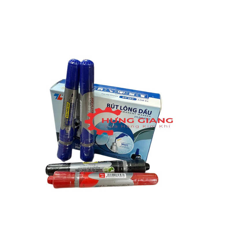 Combo 10 Bút Lông Dầu THIÊN LONG 2 Đầu PM-09 Xanh,Đỏ,Đen không xoá được