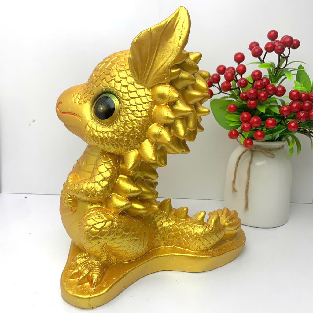Heo đất tiết kiệm linh vật phong thủy Rồng Vàng cao 30xd26xr20-lơn đất quà tặng trang trí